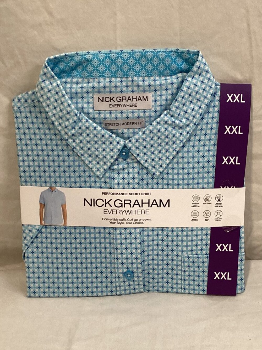 Nick Graham Men's Performance Short Sleeve Woven Sport Shirt